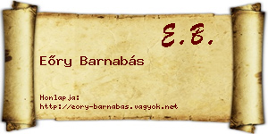 Eőry Barnabás névjegykártya